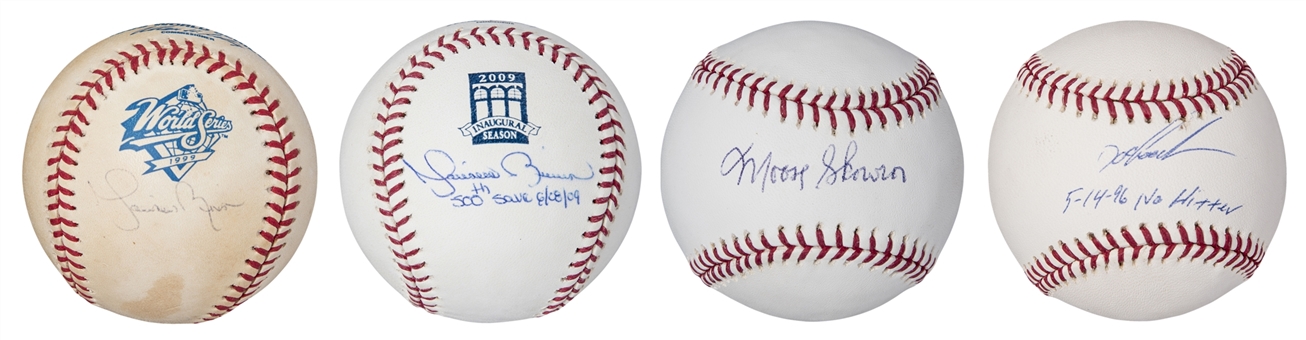 Lot of (4) New York Yankees Single Signed Baseballs Including Rivera (2), Gooden and Skowron (MLB Authenticated, Tristar & Steiner)